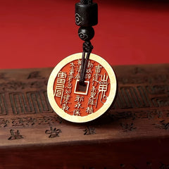 Vintage Feng Shui Copper Coin Amulet Necklace – Protection, Energy Balance & Spiritual Harmony Hand-Woven Feng Shui Style for Wealth, & Success
