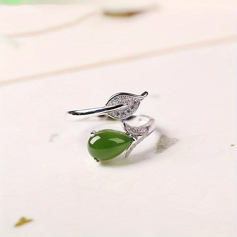 New Leaf Pendant Open End Alloy Ring - Enhance Daily Energy with Fashionable Personalized Design