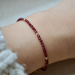January Birthstone Garnet Small Bead Delicate Bracelet - Energy & Vitality for Daily Wear
