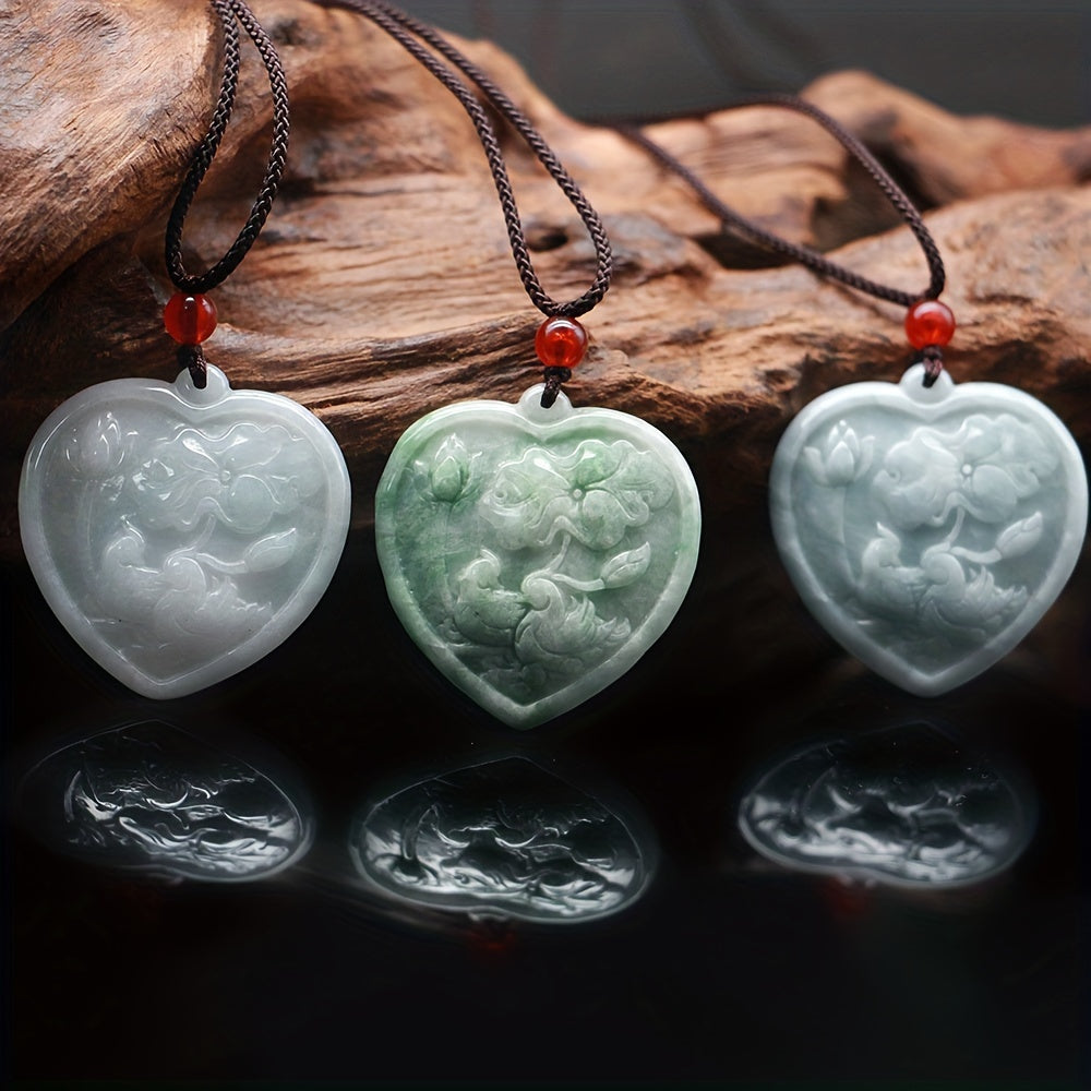 Hand-Carved Jade Heart Pendant for Men — Symbol of Emotional Resilience and Inner Strength