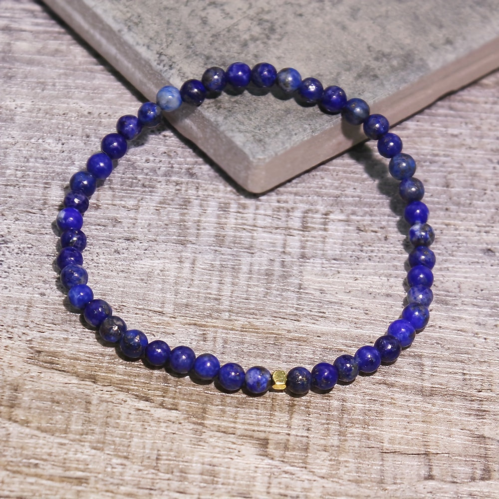 Natural Lapis Lazuli Beaded Stretch Wristband - Boho Style for Daily Wear & Gifting