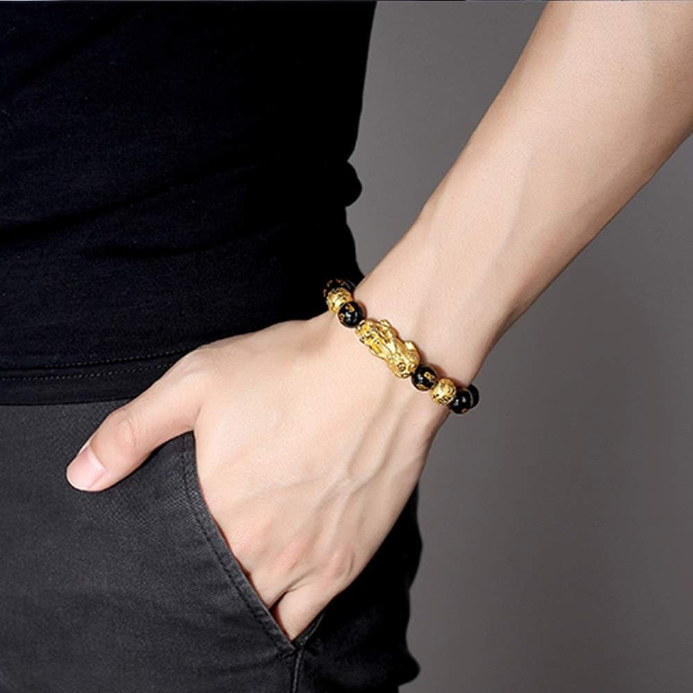 Feng Shui Wealth Bracelet  Ultimate Prosperity Armor for Men Women Pixiu and black obsidian. It brings prosperity, offers protection, attracts good fortune and repels evil spirits