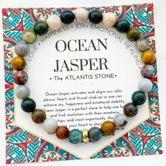 1pc Ocean Jasper Bracelet - Bohemian Style Handmade Jewelry for Emotional Stability & Love Attraction