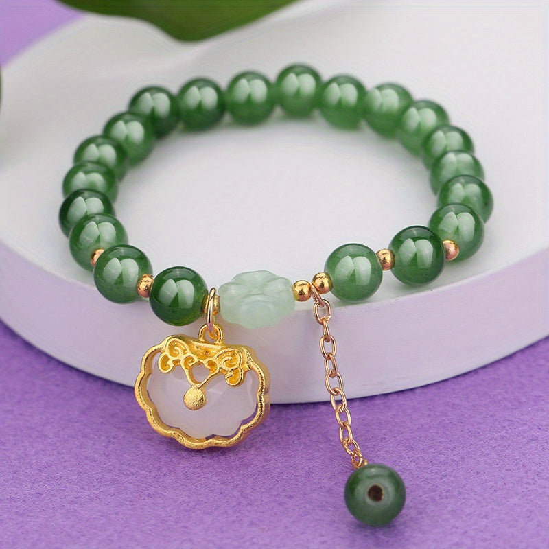 Green Jade Beaded Bracelet with Lucky Charms – Feng Shui Energy & Spiritual Harmony Beaded Bracelet, Glass, Style, Hand String Accessories, Bestie, Peace, Hand String