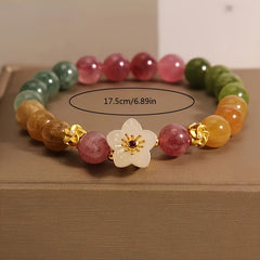 Vibrant Peach Blossom Charm Bracelet — Love & Harmony Enhancing Crystal Jewelry