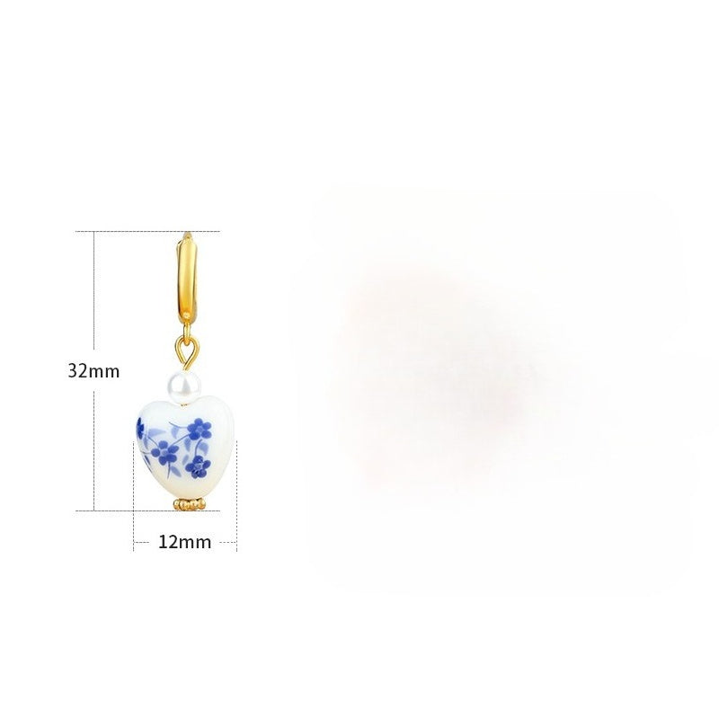 Women's Chinese Blue & White Porcelain Earrings - Vintage Asian-Inspired Drop Dangle for Elegant Party Wedding & Chinese New Year Gift