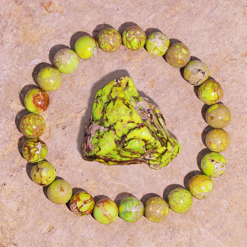 Elegant Purple Flower & Imperial Jasper Bracelet - Natural Stone Energy for Casual & Special Occasions