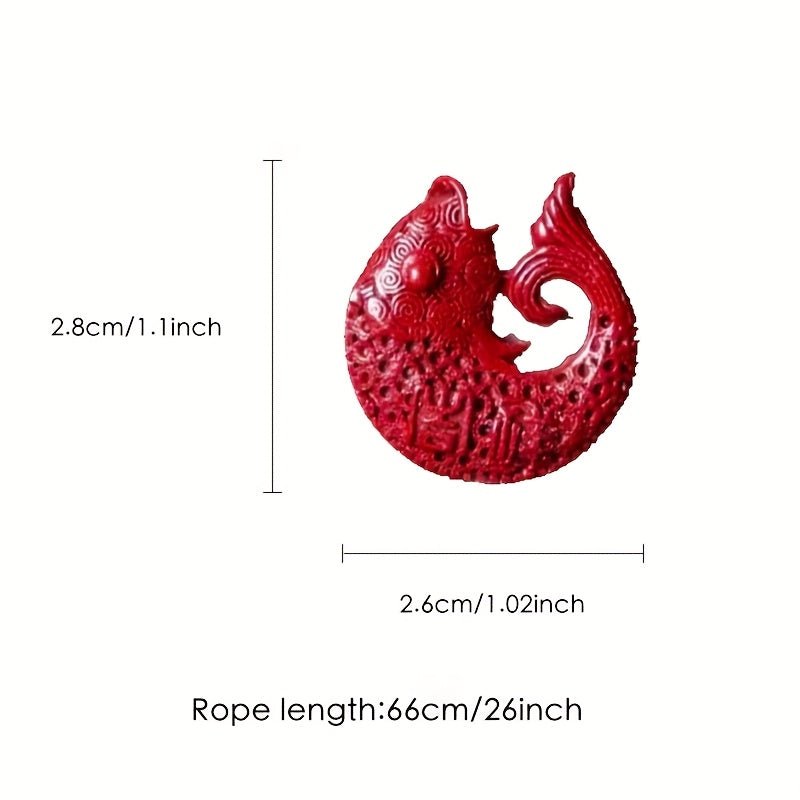 Red Lucky Fish Pendant Necklace Auspicious Wealth Symbol Prosperity Good Fortune Jewelry
