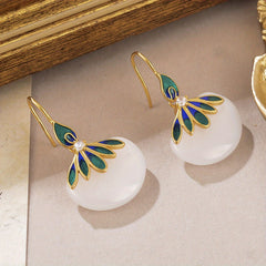 Green Copper Peacock Earrings Sexy Dangle Festival Jewelry with Mind-Body-Spirit Balance