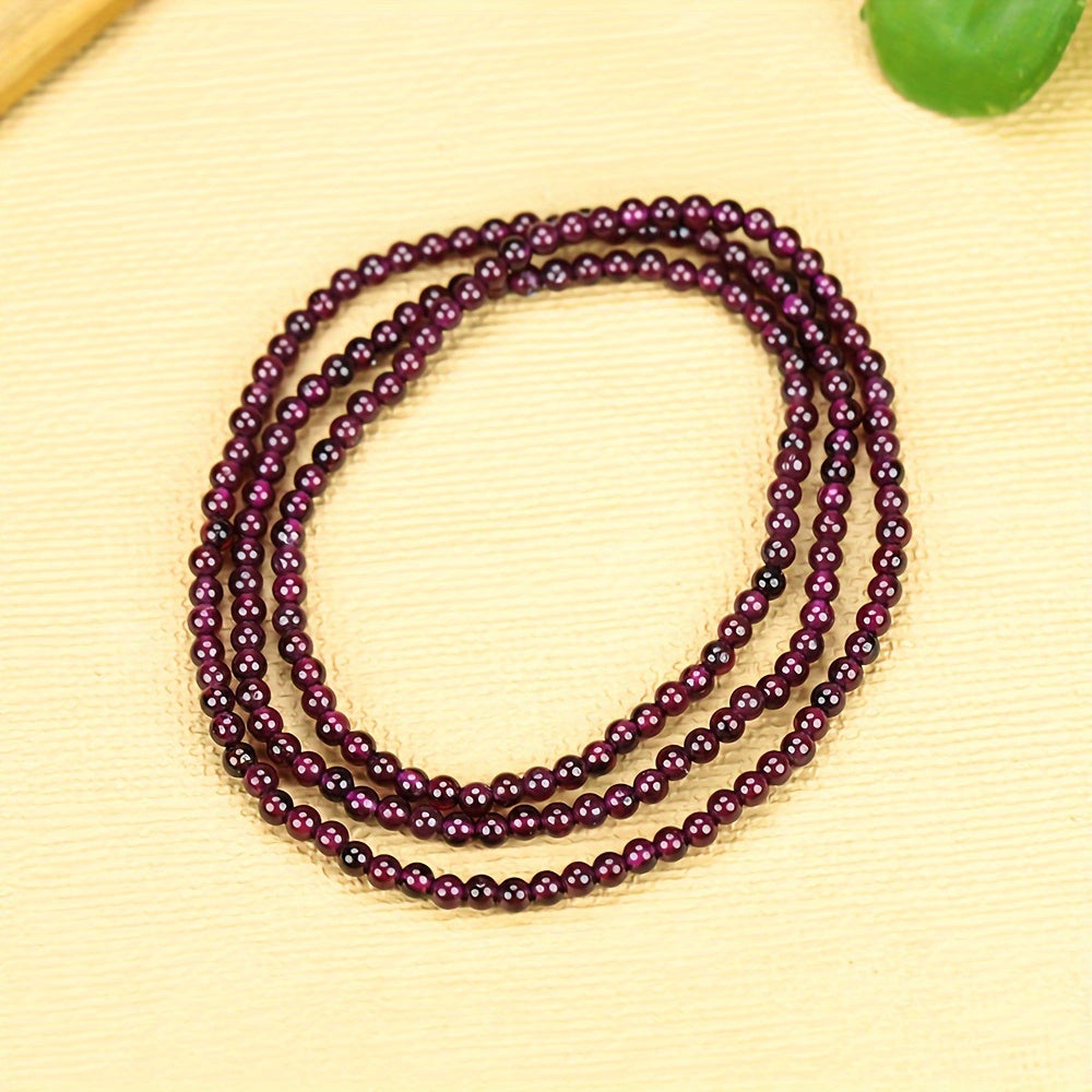 Purple Crystal Bead Bracelet for Women, Multi-Strand Spiritual Jewelry