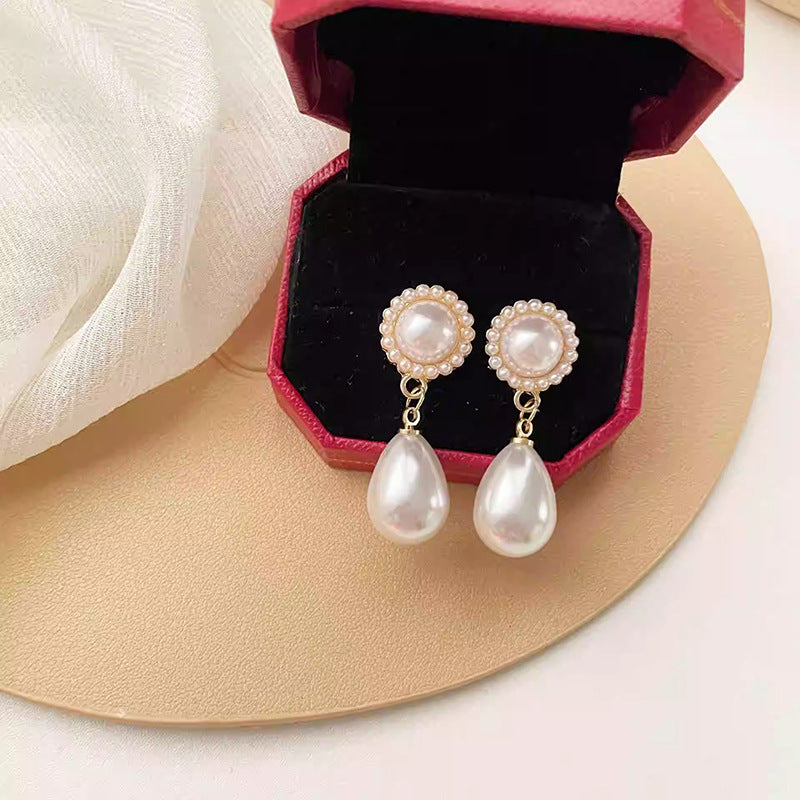 Elegant French-Inspired Drop Earrings with Rhinestone Accents - Vintage Copper Alloy for Daily Wear & Vacation