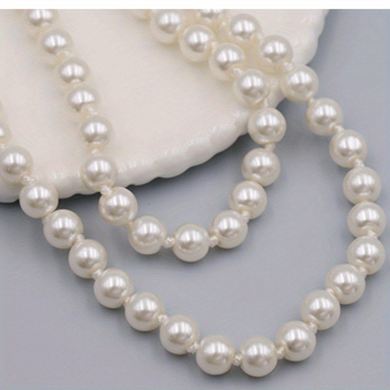 Elegant Long Necklace for Women - Versatile Sweater Chain with Smooth Beads, Timeless Birthday & Anniversary Gift for Her