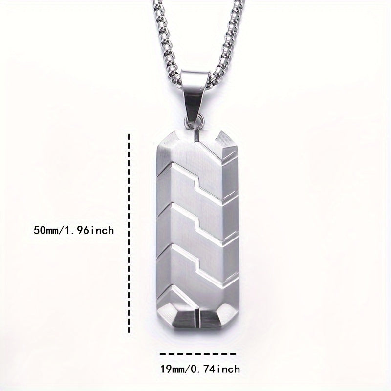 Modern Mens Hexagonal Tire Tread Pendant Necklace - Geometric Energy for Casual & Formal Outfits