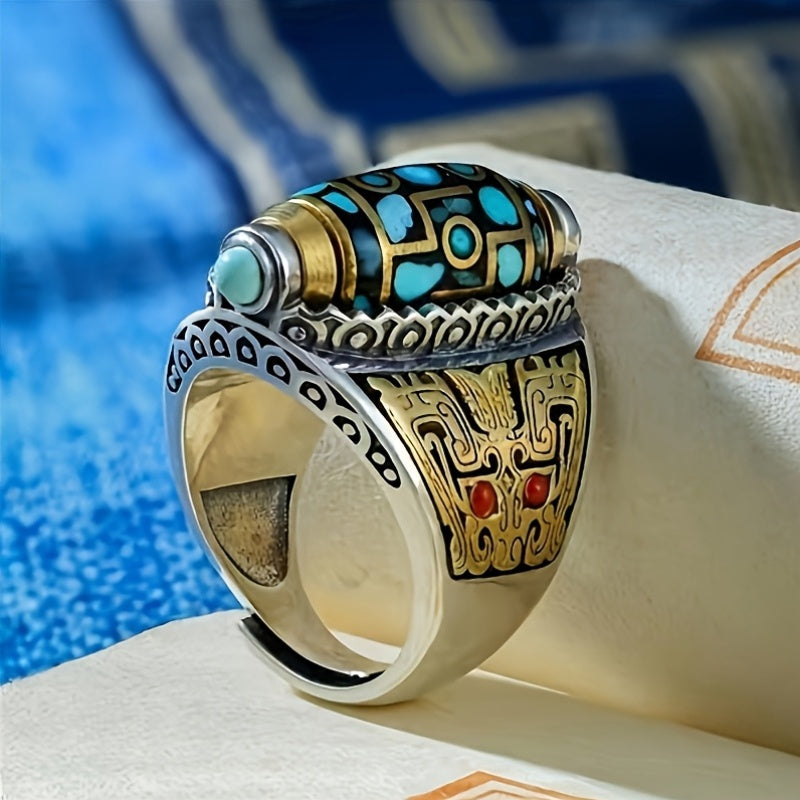 Nine-Eye Dzi Bracelet & Ring Set — Six-Character Mantra Protection & Luck Amulet