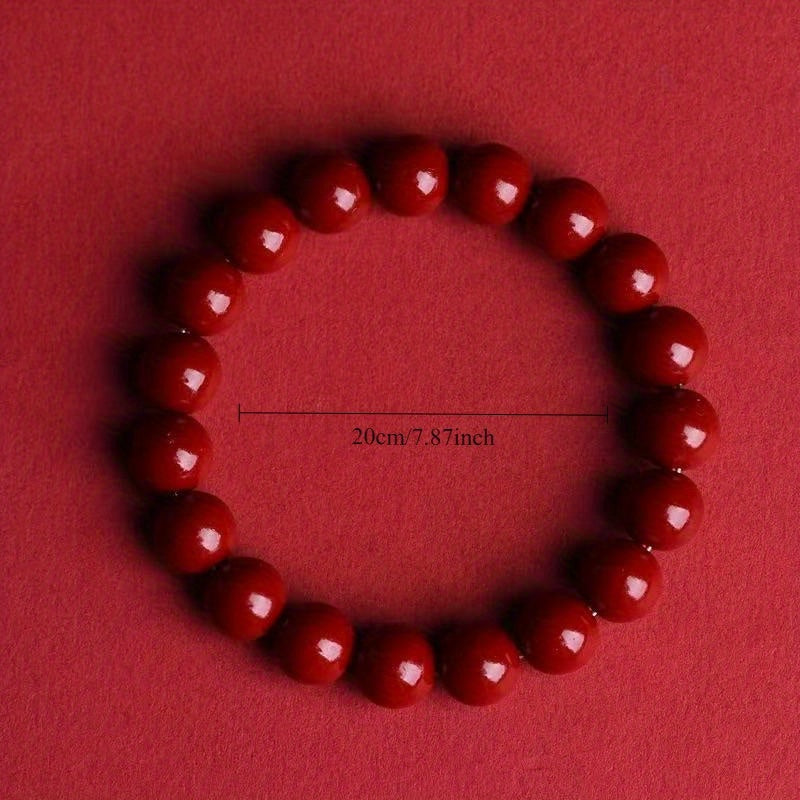 Natural Cinnabar Bracelet - Zodiac Year Purple Golden Sand Fortune Beads for Energy & Protection