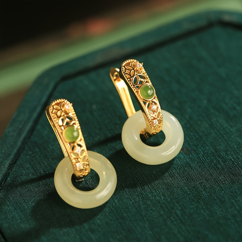 Vintage Golden Plated Dangle Earrings with Zirconia for Elegance Energy