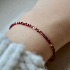 January Birthstone Garnet Small Bead Delicate Bracelet - Energy & Vitality for Daily Wear