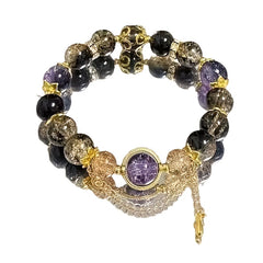 Bohemian Gradient Amethyst Bracelet with Golden Star Charms for Spiritual Energy & Everyday Elegance