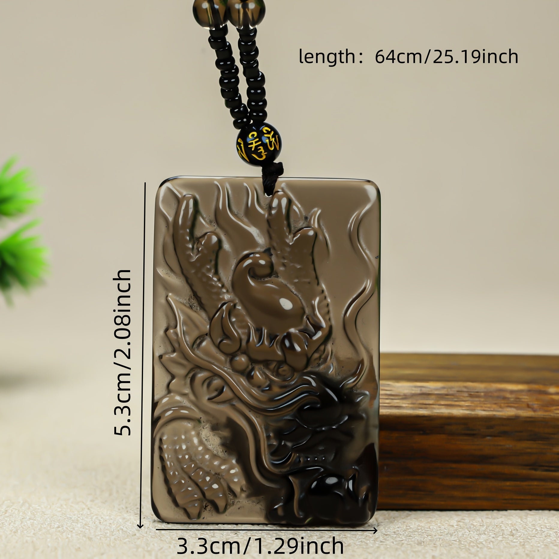 Men's Natural Obsidian Dragon Pendant for Power, Protection, and Wealth Attraction