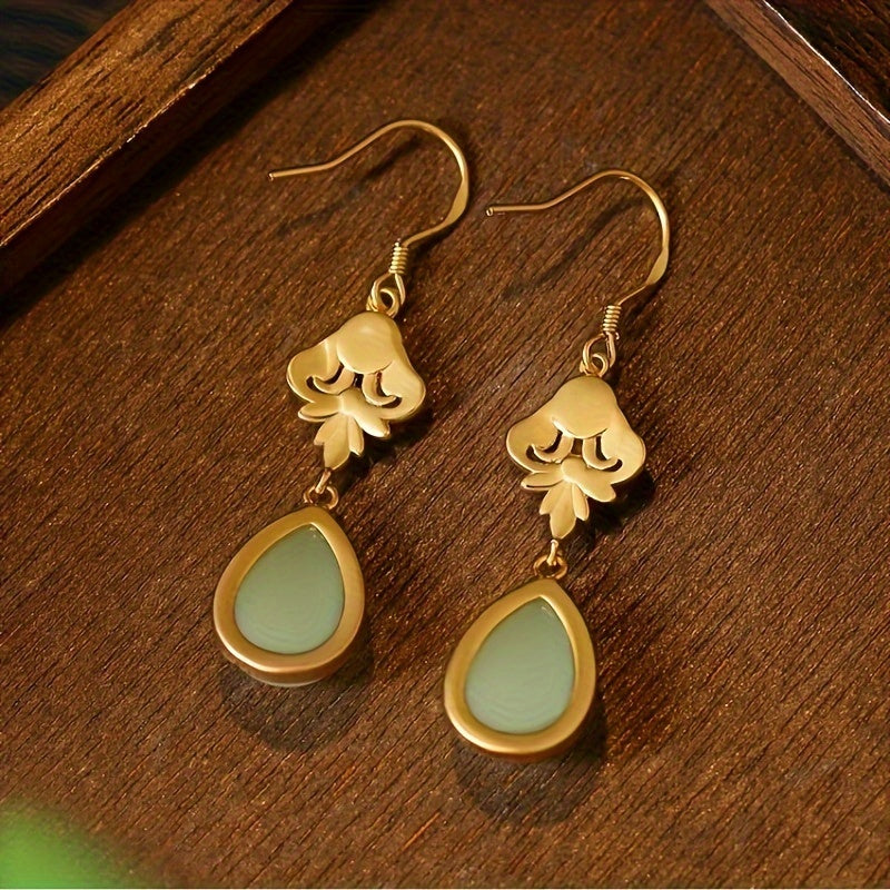 Elegant Chinese Vintage Enamel Earrings for Harmony & Prosperity Energy