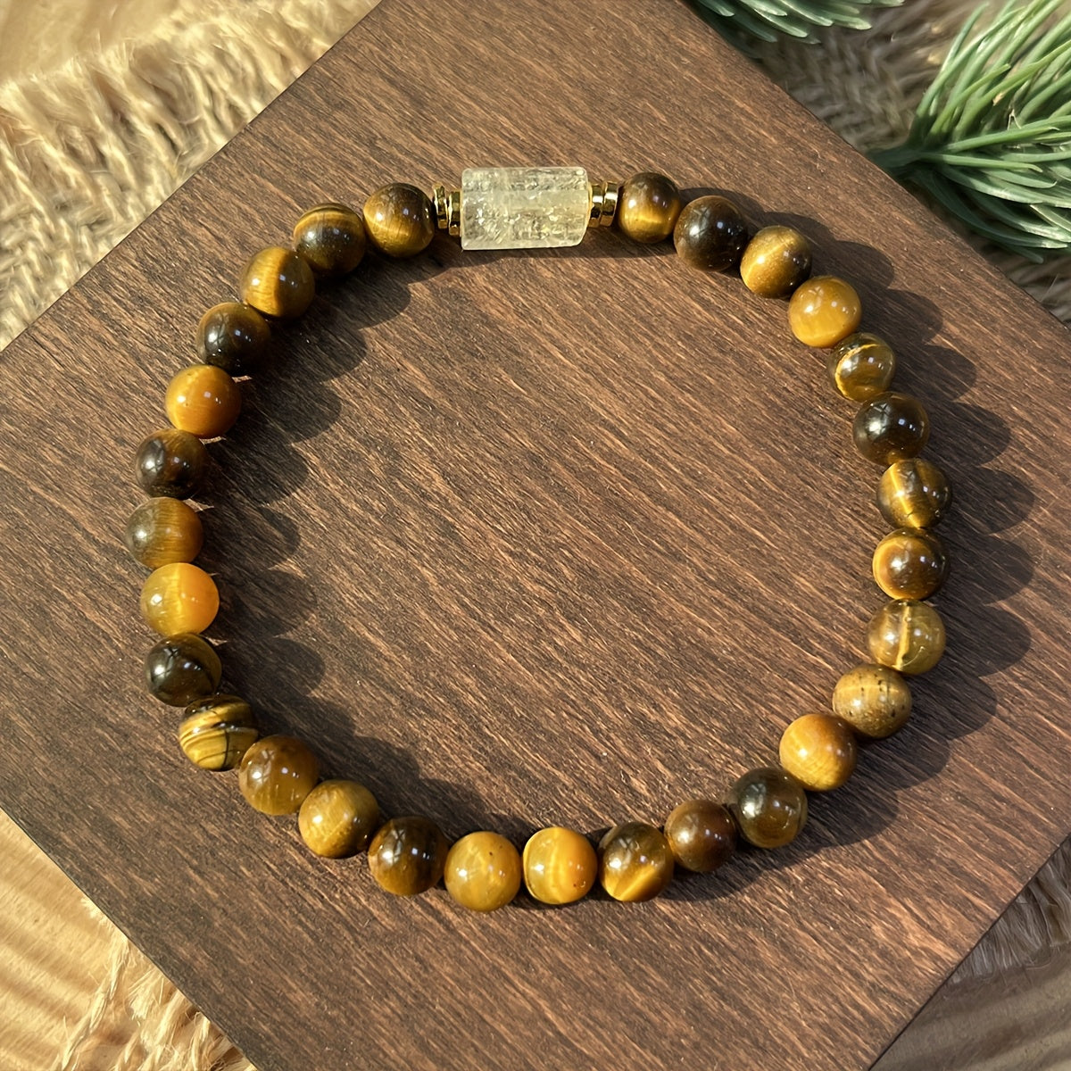Tiger's Eye & Citrine Beaded Bracelet - Grounding & Protective Charm for Wealth & Prosperity