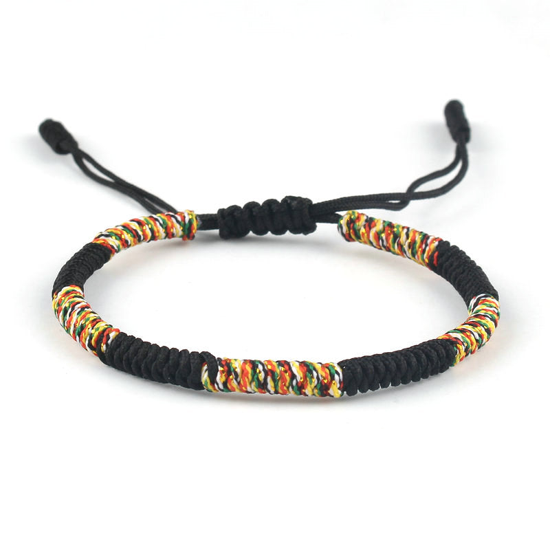 Multicolor Knitted Lucky Ethnic Style Colored Linked Woven String Thread Bracelet - Vibrant Energy & Harmonious Design for Daily Wear