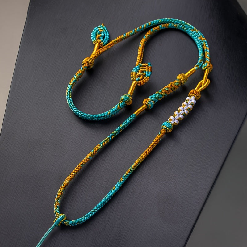 Hand-Woven Peach Blossom Knot Necklace – Retro Chinese Style Energy for Love & Harmony