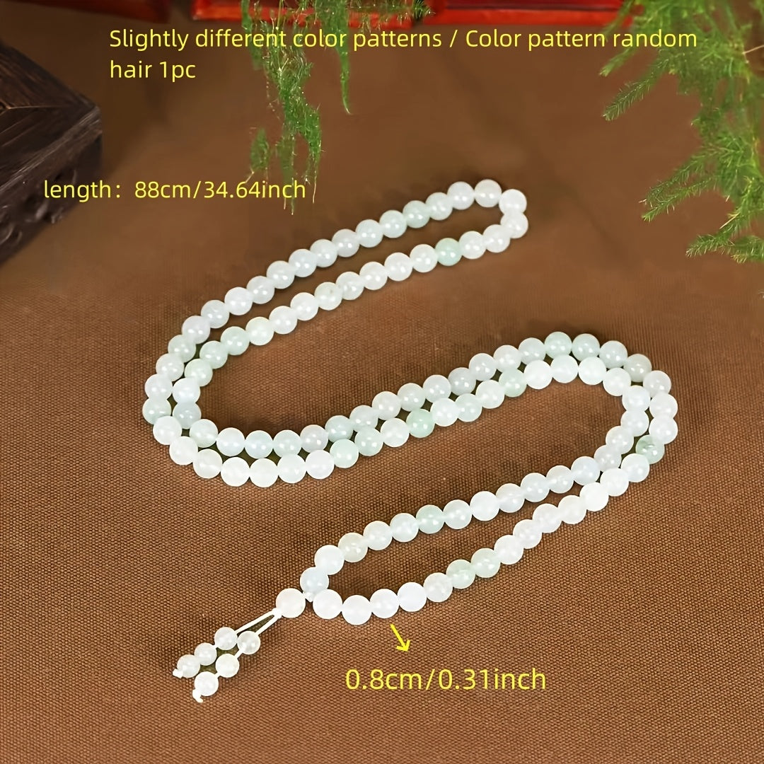 108pcs Natural Stone Rosary Long Sweater Chain Pendant - Harmonious Energy for Meditation & Protection