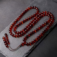 Elegant Blood Amber Glass Bead Necklace & Bracelet Set - Daily Wear & Gift with Spiritual Energy