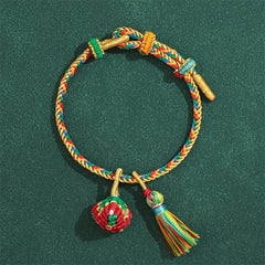 Handwoven Multicolor Energy Bracelet with Hydrangea Flower Charm & Tassel – Vibrant Harmony, Positivity & Spiritual Uplift