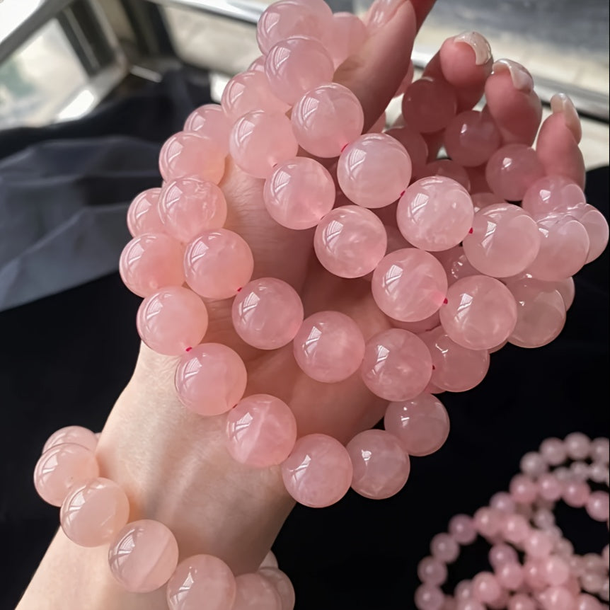 14mm Pink Crystal Bracelet Gentle Charm Soft Aura Daily Wear Romantic Gift