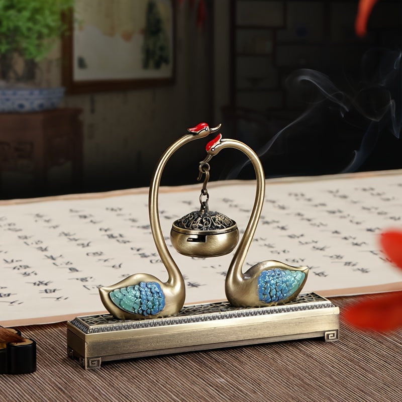 Swan Lake Dual-Use Metal Incense Burner | Harmony & Prosperity Enhancer for Home Decor