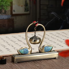 Swan Lake Dual-Use Metal Incense Burner | Harmony & Prosperity Enhancer for Home Decor