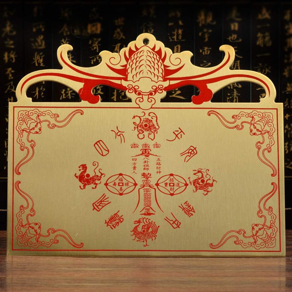 Guanyin Buddha Protection Amulet Card – Divine Blessings in Gold Copper Plate Shanhai Town Match Chinese Knot Ornaments