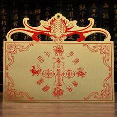 Guanyin Buddha Protection Amulet Card – Divine Blessings in Gold Copper Plate Shanhai Town Match Chinese Knot Ornaments
