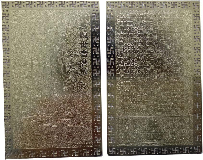 Guanyin Buddha Protection Amulet Card  Divine Blessings in Gold Carry the compassionate power of Guanyin