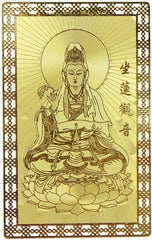 Feng Shui Guanyin Gold Amulet Card for Protection Feng Shui Golden Guanyin Protection AmuletCard
