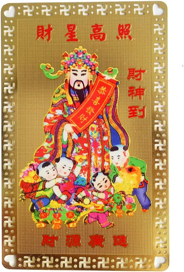 Golden God of Wealth Talisman Card - Feng Shui Prosperity Amulet & Lucky Charm Set Attract Abundance  Business Success  Financial Protection