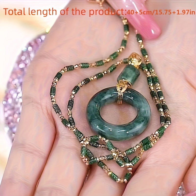 Vintage Jade Pendant Necklace with Moissanite Accents - Harmony & Prosperity Energy