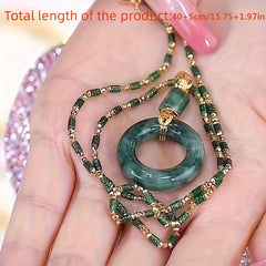 Vintage Jade Pendant Necklace with Moissanite Accents - Harmony & Prosperity Energy