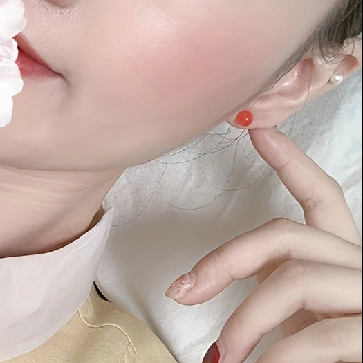 South Red Agate Stud Earrings - 6mm S925 Silver for Harmony & Protection - Natural Healing Energy