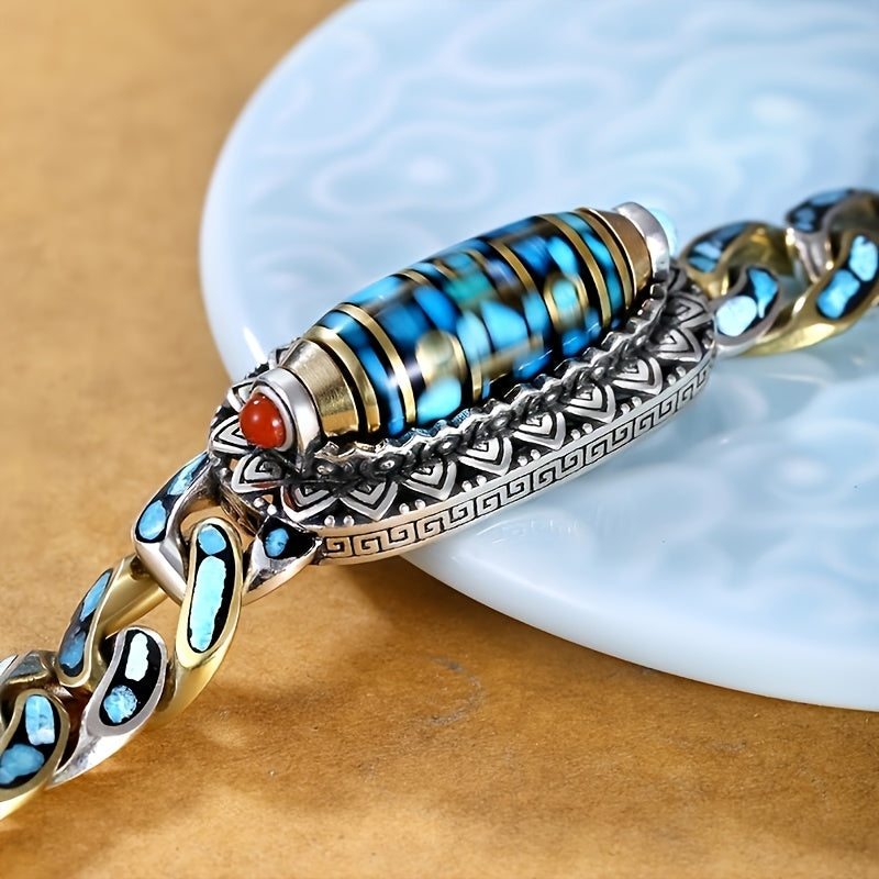 Nine-Eye Dzi Bracelet & Ring Set — Six-Character Mantra Protection & Luck Amulet