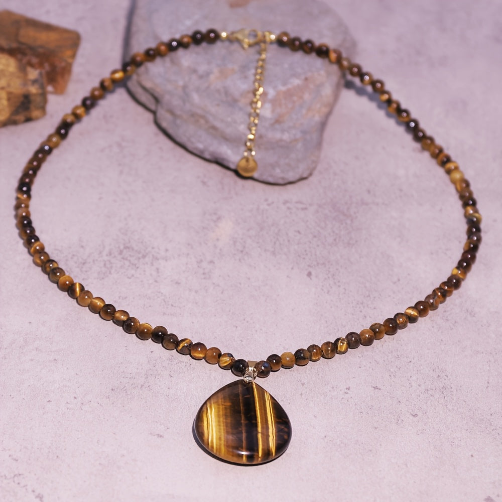 Vintage Tiger Eye Pendant Necklace - Harmony & Protection for Daily Wear