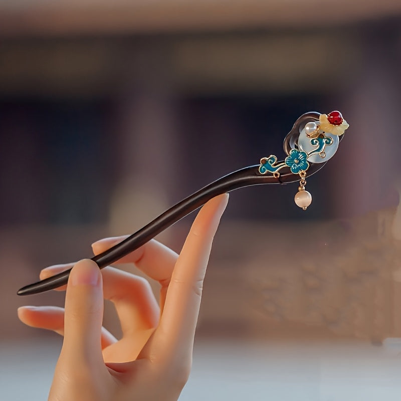 Pan Hair Hairpin - New Chinese Style High-end Feeling with Wooden Craftsmanship for Harmonious Energy Flow & Cultural Elegance