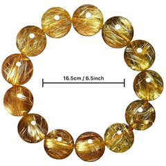 12mm Natural Golden Citrine Beaded Bracelet - Spring/Summer Outdoor Energy for Couples & Casual Wear