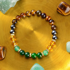 Wealth Attracting Bracelet - Green & Yellow Beaded Design for Daily Prosperity