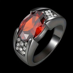 Mens Glamorous Black Plated Rhinestone Ring - Dazzling Party & Wedding Jewelry with Protective Energy