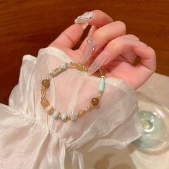 Bohemian Beaded Bracelet – Elegant Charm with White Stones & Golden Accents