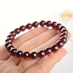 Red & Clear Beaded Bracelet - Bohemian Style with Synthetic Garnet for Valentine’s Day