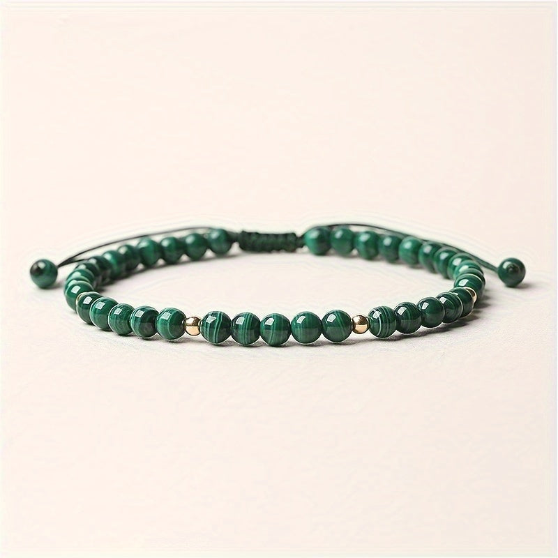 Natural Malachite Beads Braided Bracelet - Energy Balance & Lucky Hand Jewelry